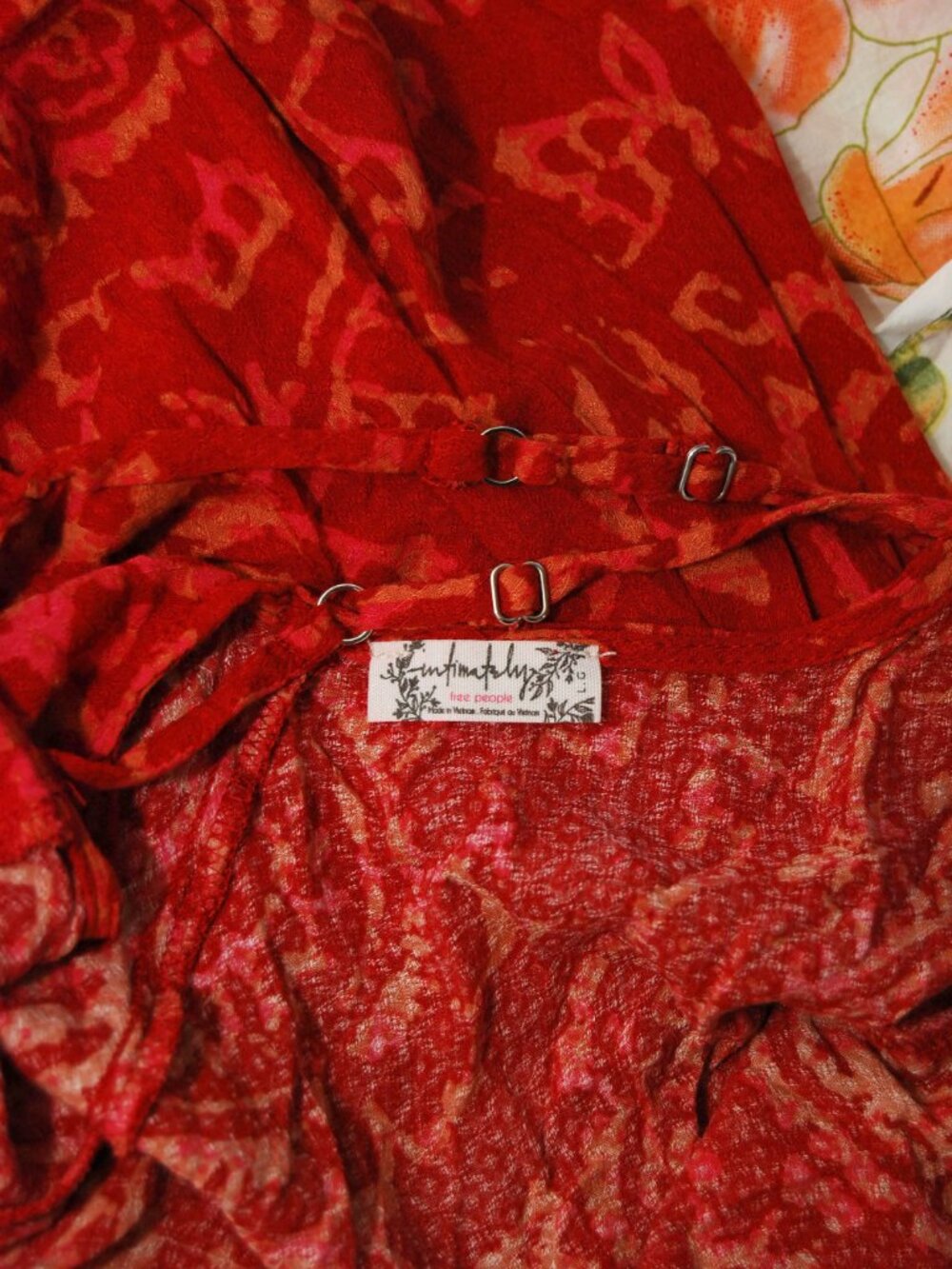 Y2K Free People Sundress (L) large red vintage maxi dress sleeveless print cute - Picture 10 of 10